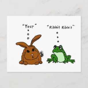 YY- Funny Rabbit and Frog Cartoon Postcard