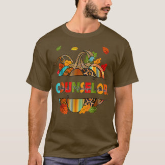 YynA Leopard Fall Autumn Thanksgiving Counsellor S T-Shirt