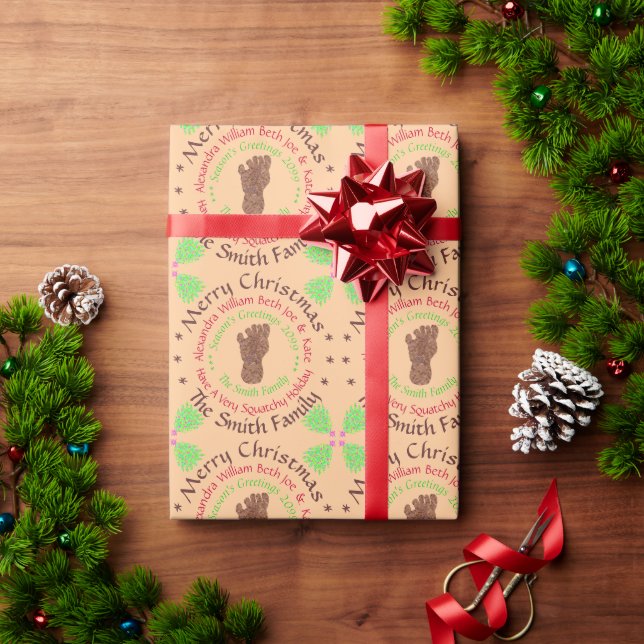 Z Bigfoot Sasquatch Track Christmas Personalised Wrapping Paper (Holiday Gift)
