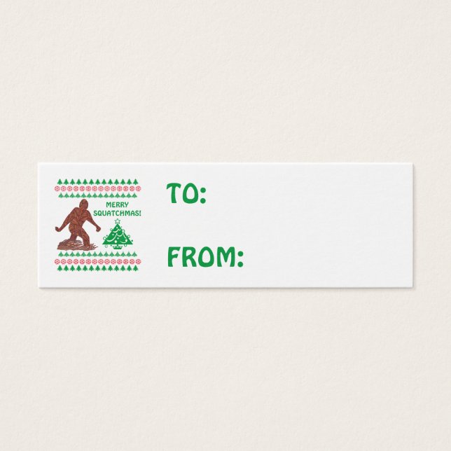Z Bigfoot Walking Sasquatch Christmas Gift Tag (Front)