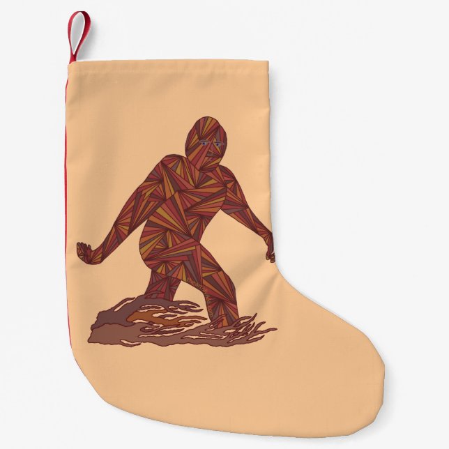 Z Bigfoot Walking Sasquatch Small Single Side Small Christmas Stocking (Front)