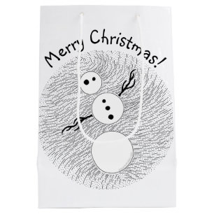 Z Black And White Snowman Christmas Holiday Medium Gift Bag