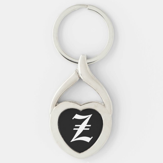 "Z" Black Heart Keychain (Front)
