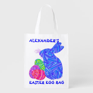 Z Blue Bunny Personalised Reusable Easter Egg Bag