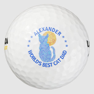 Z Blue Cat And The Moon Cat Lover Funny Cat Dad Golf Balls