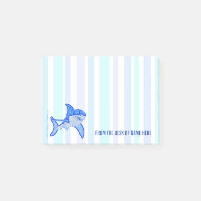 Z Blue Great White Shark Colourful Sea Stripes Post-it Notes (Front)