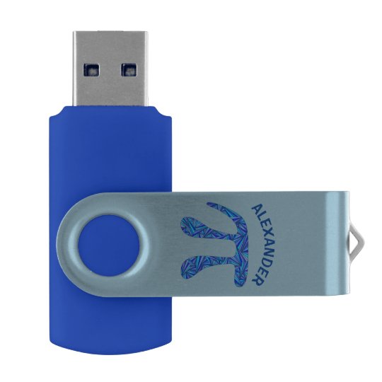 Z Blue Pi Symbol Math Geek Colourful Add A Name USB Flash Drive