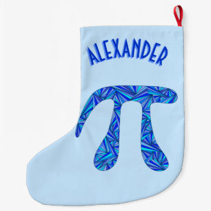 Z Blue Pi Symbol Math Geek Fun Holiday Add A Name Large Christmas Stocking