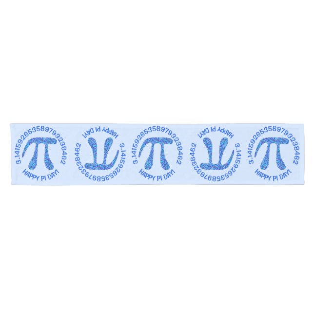 Z Blue Pi Symbol Math Geek Happy Pi Day Pattern Short Table Runner (Horizontal)