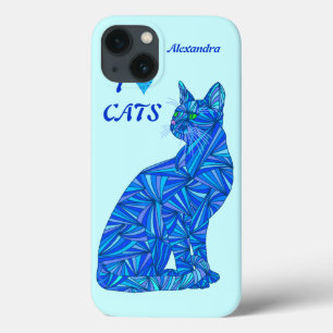z Blue Sitting Cat ifonx78 Personalise This Cute iPhone 13 Case