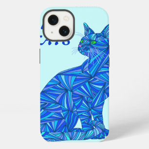 z Blue Sitting Cat ifonx78 Personalise This Cute iPhone 13 Case