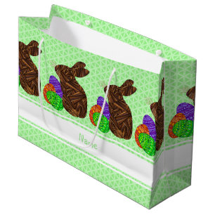 Z Brown Easter Bunny Colourful Personalised Large Gift Bag