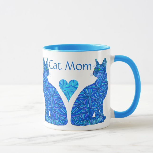 Z Custom Cat Mum Abstract Sitting Cats Cup (Right)