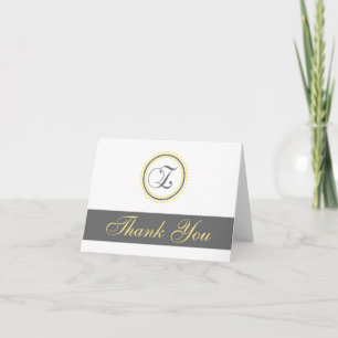 Z Dot Circle Monogam Thank You Cards (Yellow/Grey)