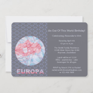 Z Europa Jupiters Moon Space Geek Colourful Invitation