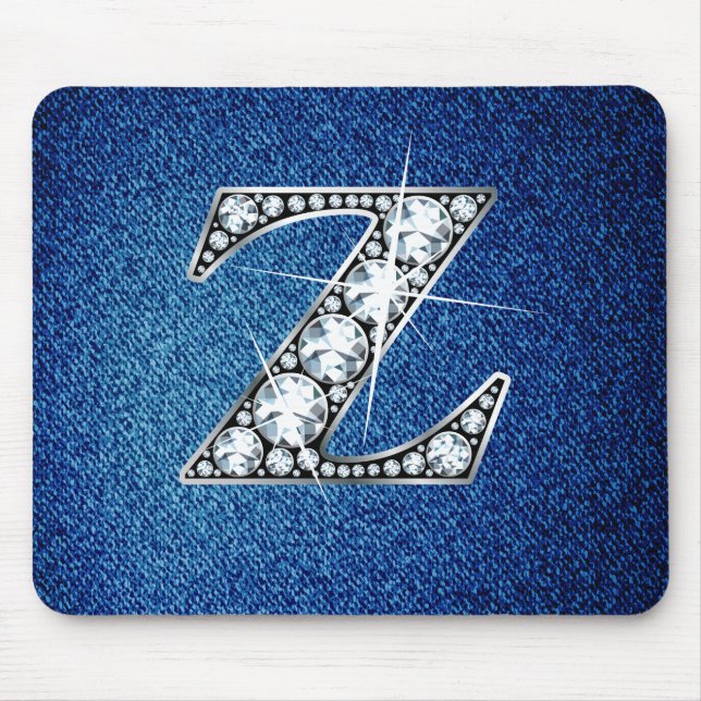 Z Faux-"Diamond Bling" on Denim Mousepad (Front)
