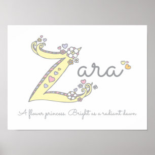 Z for Zara initial doodle art name meaning Poster