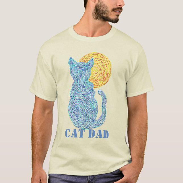 Z Fun & Cute Fur Parent Colourful Cat Dad Tee (Front)