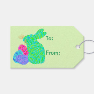 Z Green Easter Bunny Easter Eggs Colourful Rabbit Gift Tags