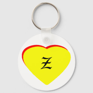 "Z" Heart Yellow Red Wedding Invitation The MUSEUM Key Ring