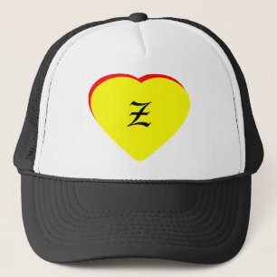 "Z" Heart Yellow Red Wedding Invitation The MUSEUM Trucker Hat