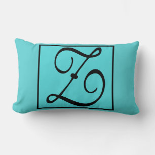 Z INITIAL PILLOW - Letter Z on Aqua Background