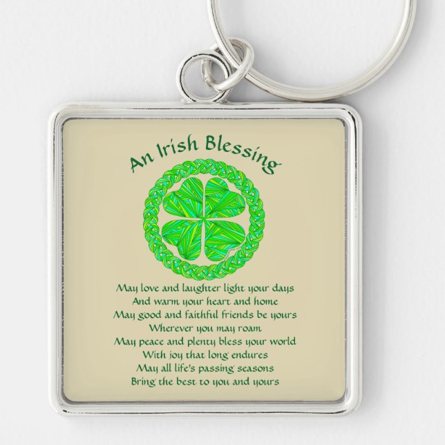 Z Irish Blessing Celtic Shamrock Key Ring (Front)