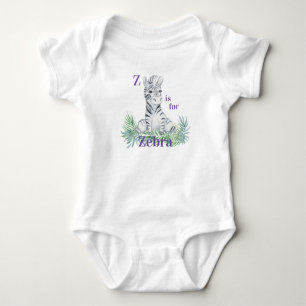 Z is for ZEBRA - Zebra Sitting In Ferns Baby Bodysuit