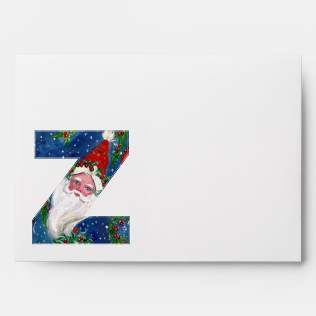 Z LETTER / SANTA CLAUS WITH RED RIBBON MONOGRAM ENVELOPE (Front)