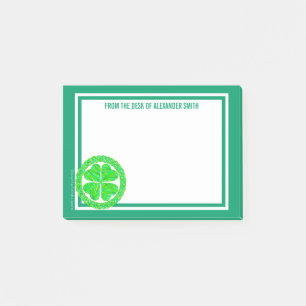 Z Lucky Celtic Shamrock 4 Leaf Clover Green Irish Post-it Notes