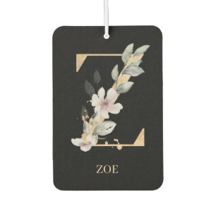 Z Monogram Floral Personalised Car Air Freshener