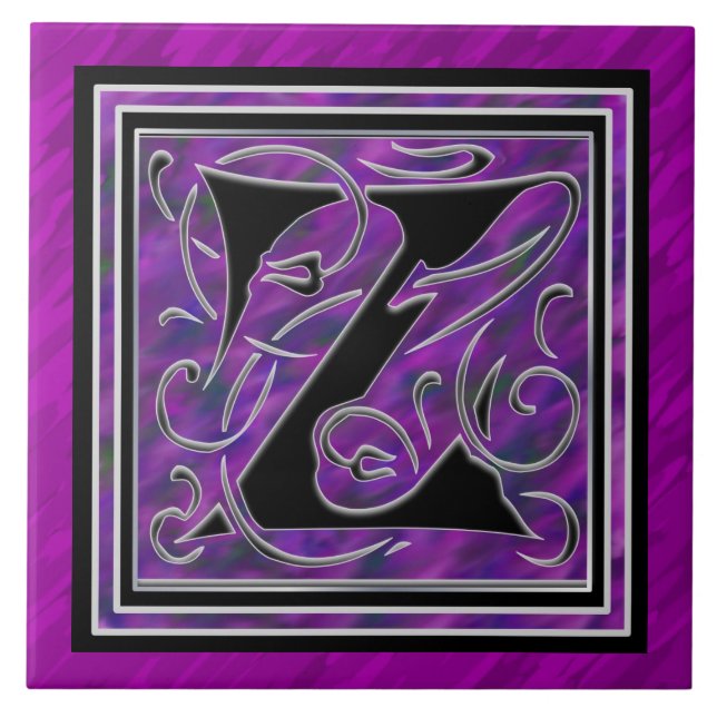 Z Monogram "Purple Waters" Ceramic Tiles (Front)