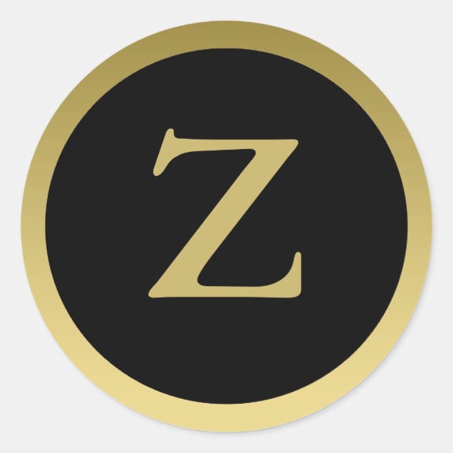 Z :: Monogram Z Elegant Gold and Black Stickers (Front)