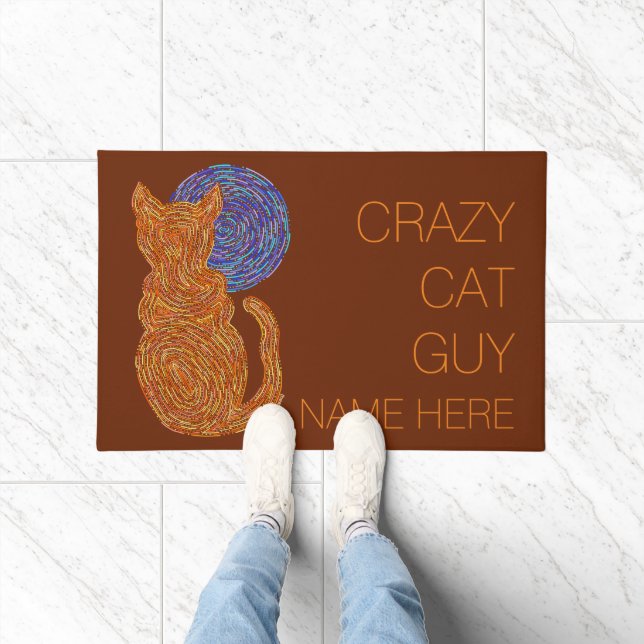 Z Orange Cat And The Moon Cat Lover Kitten Feline Doormat (Indoor)