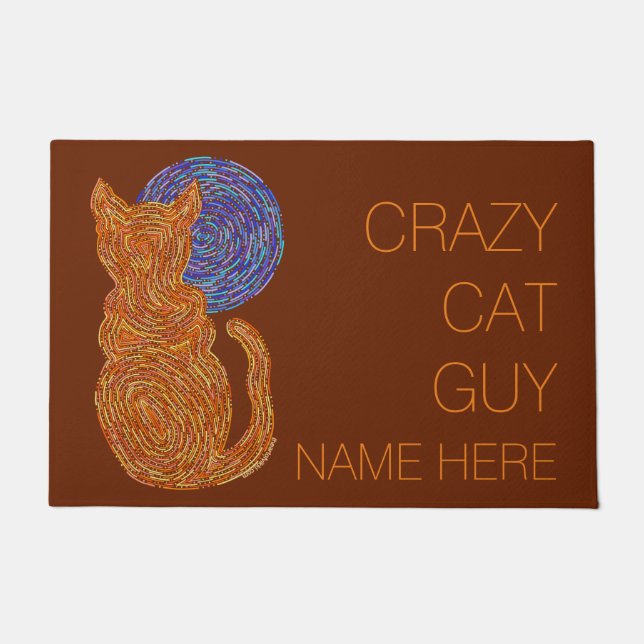 Z Orange Cat And The Moon Cat Lover Kitten Feline Doormat (Front)