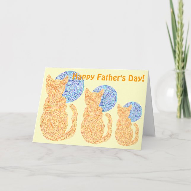 Z Orange Cat And The Moon Funny Fathers Day Card (Front)