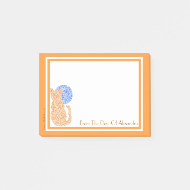 Z Personalised Orange Cat And Moon From The Desk Post-it Notes (Front)