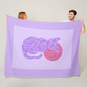 Z Purple Cat And The Moon Cat Lover Feline Kitten Fleece Blanket