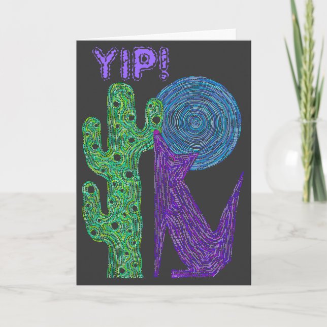 Z Purple Coyote Wolf Colourful Southwestern Design Card (Front)