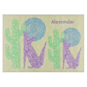 Z Purple Coyote Wolf Colourful Southwestern Design Cutting Board