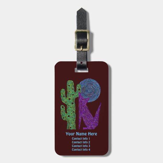 Z Purple Coyote Wolf Colourful Southwestern Design Luggage Tag