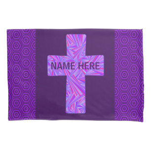 Z Purple Cross Christian Symbol Faith Religion Pillowcase