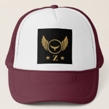 Z Symbol Letter Gold Eagle Wings Monogram-Cap