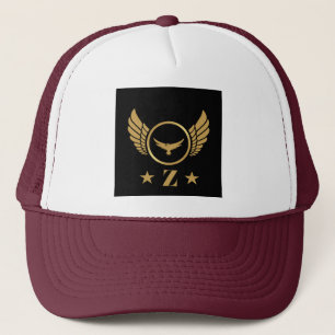 Z Symbol Letter Gold Eagle Wings Monogram-Cap Trucker Hat