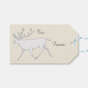 Z White Caribou Reindeer Christmas Holiday Fun Gift Tags