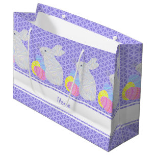 Z White Easter Bunny Colourful Personalised Large Gift Bag