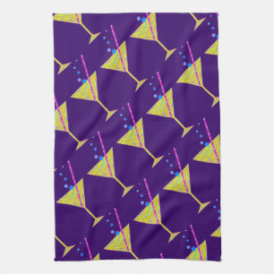 Z Yellow Abstract Happy Hour Cocktail Party Tea Towel
