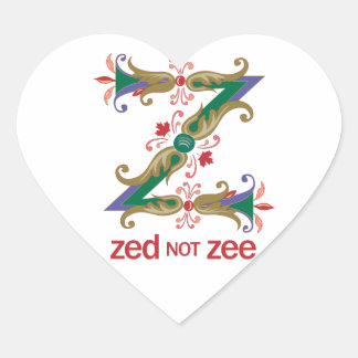 Z - zed not zee heart sticker