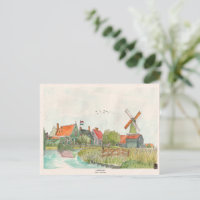 Zaanse Schans Zaandam Netherlands Watercolor