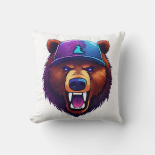 Zabooba Gaming– AI-Powered Angry Bear YouTube logo Cushion